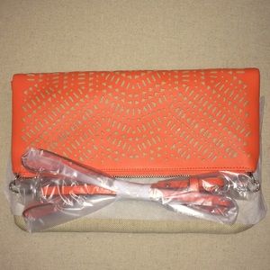 Petite Fresh Orange/Natural Linnen clutch purse
